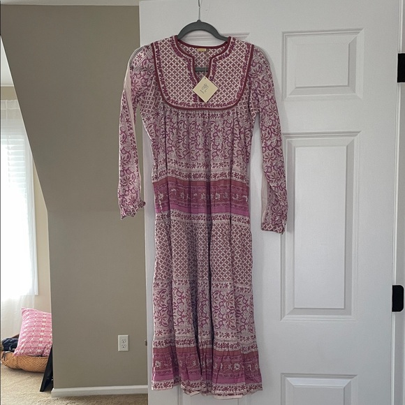 Matta Pink and White Long Sleeve Dress